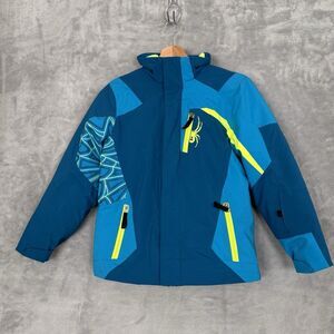 Spyder Ski Jacket Kid's 12 Aqua Lightning Green Coat Thinsulate Child **See pics